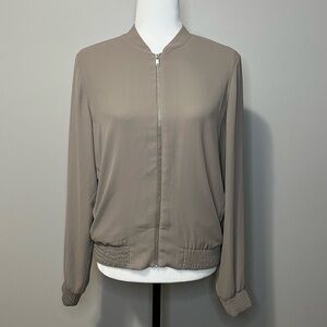 Babaton Gilroy Full Zip Bomber Jacket Taupe